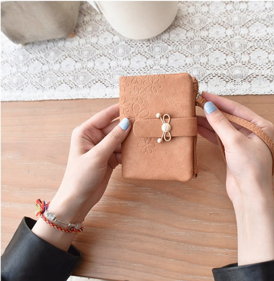 Small Purse Short Style Bow Hand Rope Two Fold Wallet