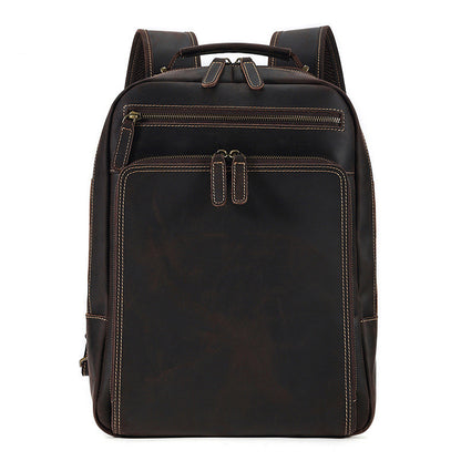 Backpack Men's Crazy Horse Leather Large Capacity