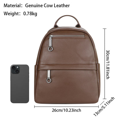 First Layer Cowhide Women's Backpack Leather Large Capacity