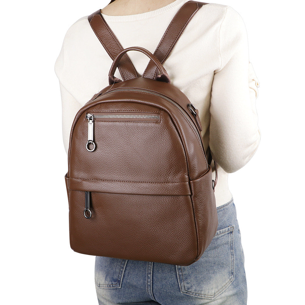 First Layer Cowhide Women's Backpack Leather Large Capacity