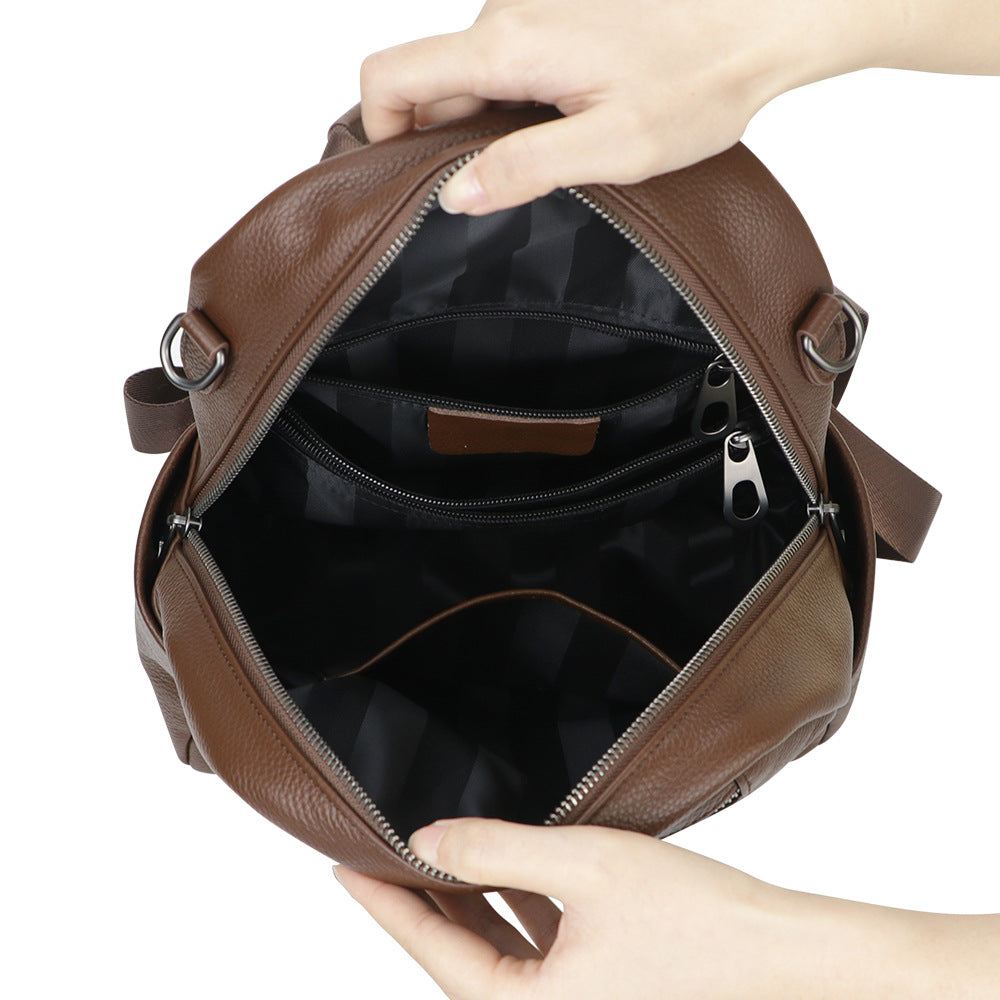First Layer Cowhide Women's Backpack Leather Large Capacity